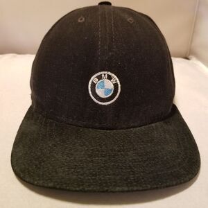 Mens BMW Lifestyle Embroidered Leather Strapback Dad Cap suede Adjustable.